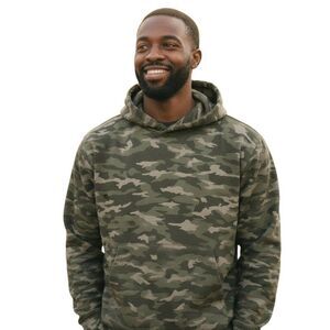 Athleta Mens XLT Green Camo Pullover Hoodie Cotton Spandex Athletic